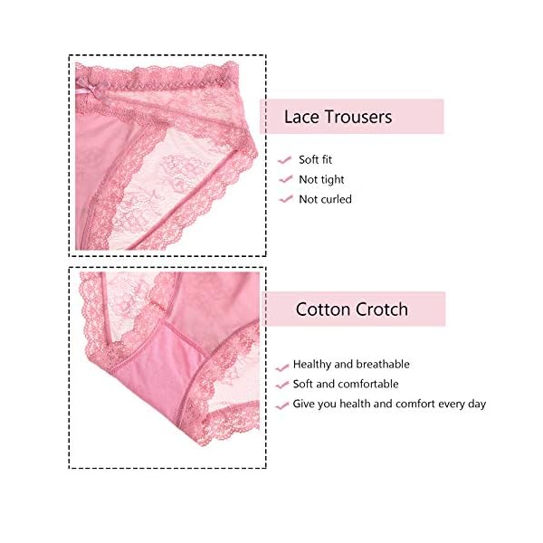 LEVAO Women Lace Underwear Sexy Breathable Hipster Panties Stretch Seamless Bikini Briefs Multipack,XL