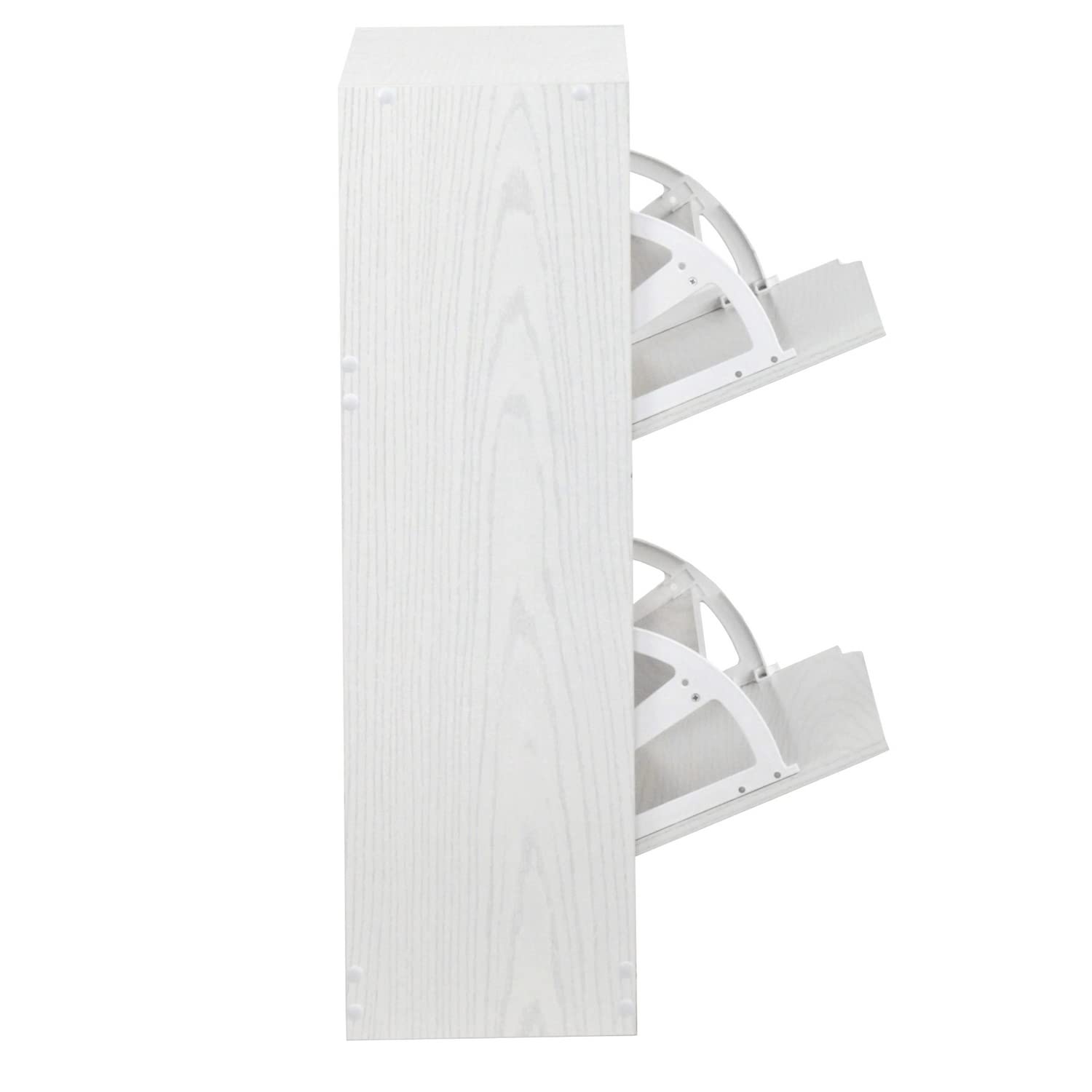 Brigros WeHome - Scarpiera Legno MDF, Scarpiera Salvaspazio, Scarpiera Componibile, Portascarpe con Ante a Ribalta, Maniglie a Scomparsa, Doppio Ripiano, Arredo Casa (Rovere Sbiancato, 2 Ante)