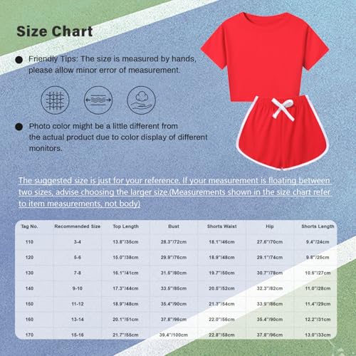 Kids Girls Sports Outfits Cotton Short Sleeve T-shirt Shorts Set For Summer Casual Workout Dance Hot Pink 7-8 Years3