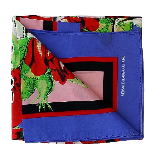 VERSACE JEANS COUTURE Periwinkle/Multi Signature Rosy Print Medium Square Scarf3