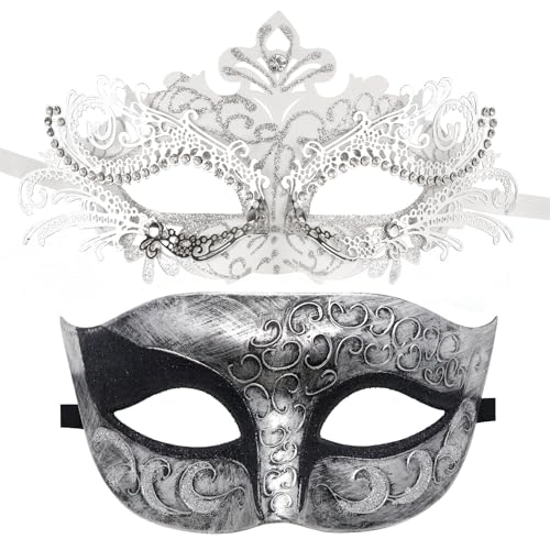 Image of Coddsmz Couple Masquerade Mask Set - Venetian & Mardi Gras Mask for Women & Men