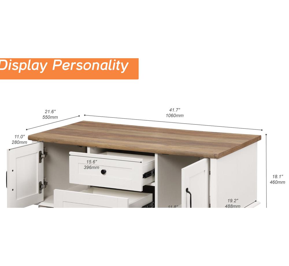Amazon.com: WAMPAT Modern Coffee Table with Storage Cabinet, White