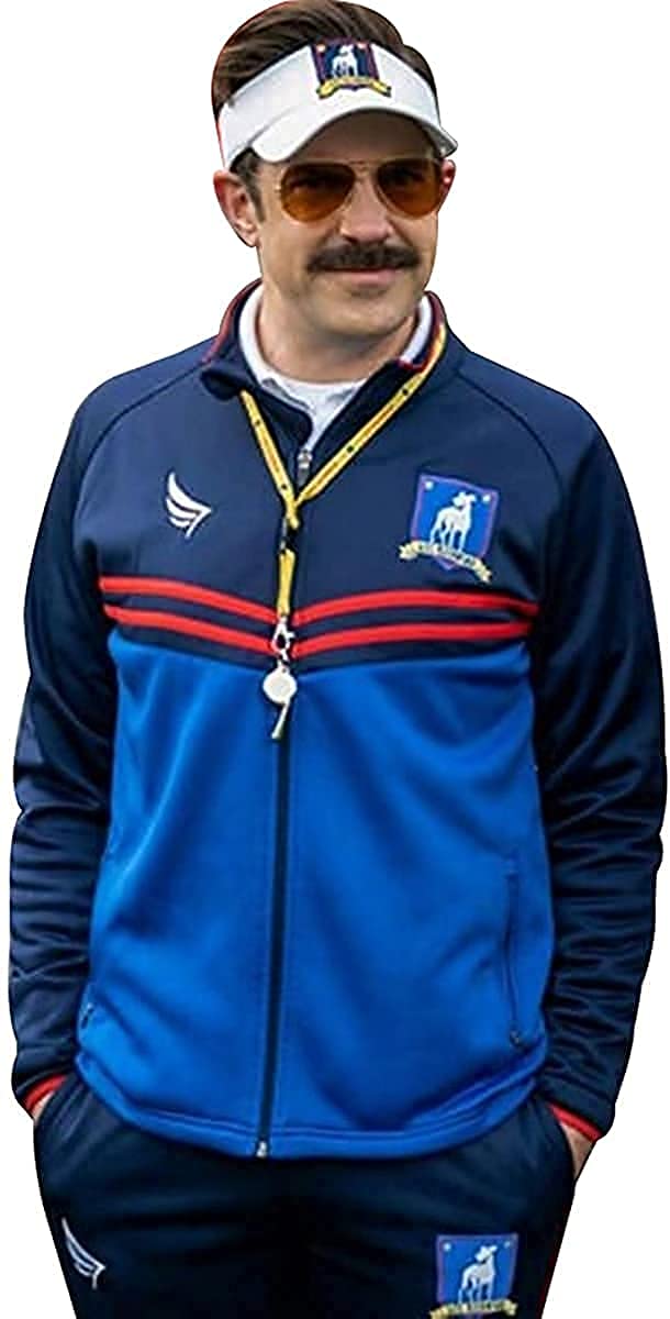 Ted Lasso Jason Sudeikis Jacket | Ted Lasso Football Track Jacket | Football Coach Blue Wool Jacket 