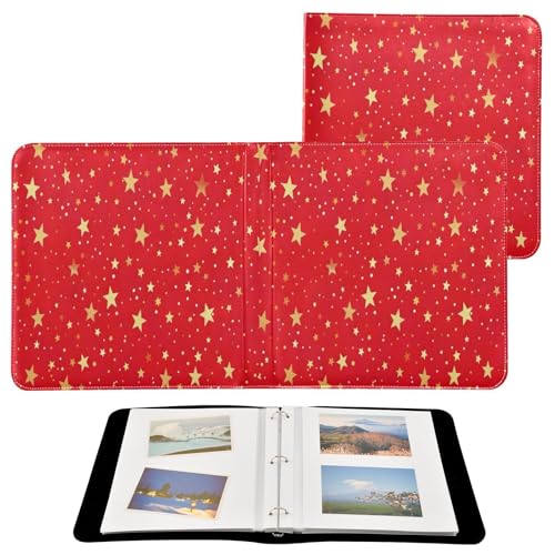 Álbum de Fotos Adhesivo Auto DIY Scrapbook Rojo Estrellas Doradas Encuadernador de 3 Anillos Libro de Fotos 40 Páginas 8x10 para Recuerdos miniatura 2