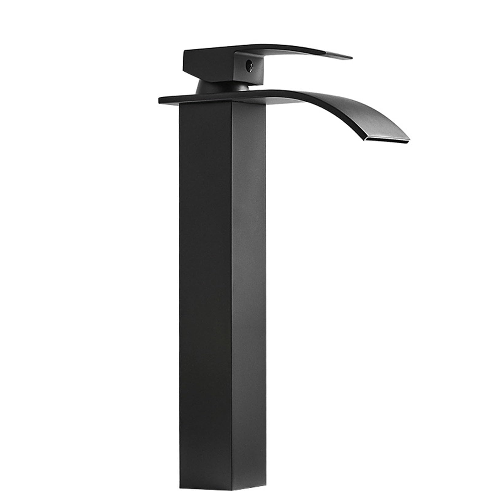 HCFYAUIS Tall Bathroom Tap Waterfall, Thin Spout 1 Hole Bathroom High Rise Basin Mixer Tap,Black