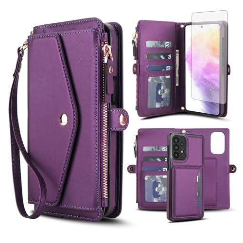 Housse Samsung A53 5G violette avec fermeture éclair de rangement