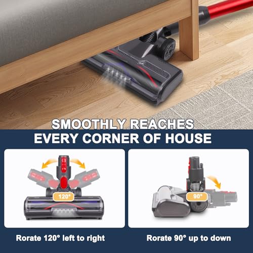 Image of HESTIA Hardwood Floor Attachment for Dyson V7 V8 V11 V15 SV10 SV12 SV14 Cordless Stick Vacuum Cleaners, V-Shaped Roller Brush, LED Headlights, Cleaner Head Replacement Parts