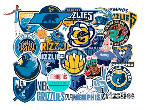 25 PCS Memphis American Grizzlies Basketball Stickers for Water Bottle, Laptop, Bicycle, Computer, Motorcycle, Travel Case, Car Decal Decoration Sticker