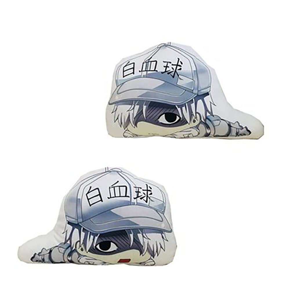 Anime David Production White Blood Cell Cushion Soft Polyester Hidden zipper closure Decorative Pillow Throw Pillow, Apply to Car decoration Home Sofa Bedding, size 10CM(bag pendant),48CM