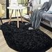 ISEAU Oval Fluffy Rug Carpets, Modern Plush Shaggy Area Rugs for Kids Bedroom Extra Comfy Cute Nursery Mat Bedside Rug for Boys Girls Room Home Decor Mats, 2.6 x 5.3ft, Black