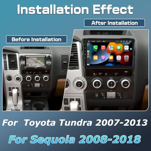 Image of 4+64G Double Din Radio for Toyota Tundra 2007-2013, 4 Core 10.1 Inch Android 14 Touch Screen Car Stereo for Sequoia 2008-2018 with Wireless Carplay Android Bluetooth GPS Backup Camera WiFi DSP SWC FM