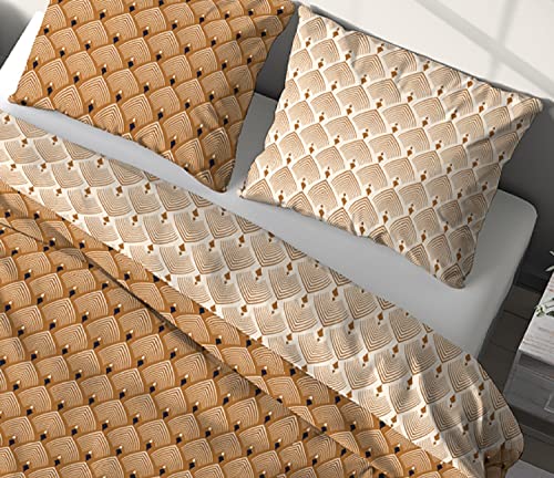 MANI TEXTILE Coté Déco - Prunella Double Duvet Cover Set Dimensions: 220 x 240 cm, Orange, Full - Image 3
