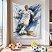 Cristiano Ronaldo World Cup Soccer Tapestry for Teens Fans - Single-Sided HD Fade-Resistant Print, Machine Washable Polyester, 4 Corner Grommets, Indoor Wall Decor for Bedroom/Living Room, 35.4x47.2 Inches (White)