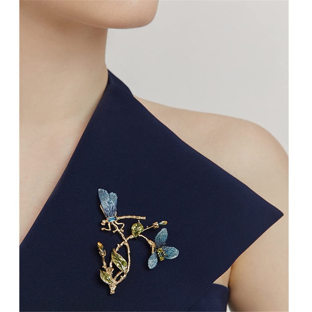 Stickerei Farbverlauf Libelle Blume Romantische Blatt Brosche Brosche Kleid Mantel Pin Zubehör