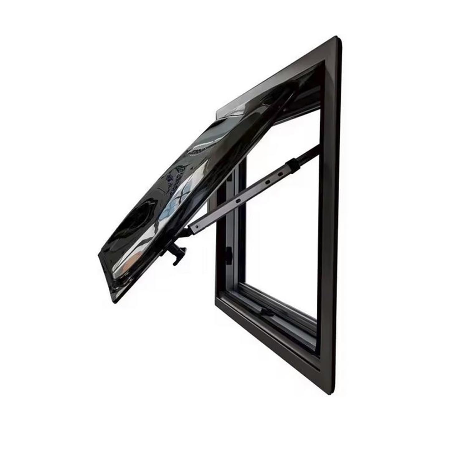 SWISS OUTDOOR - Finestra in vetro acrilico, 500 x 400 cm, omologata ECE R43, doppi vetri, tenda avvolgibile e protezione dalle zanzare, rivestimento nero, isolato, camper furgoni e finestre camper