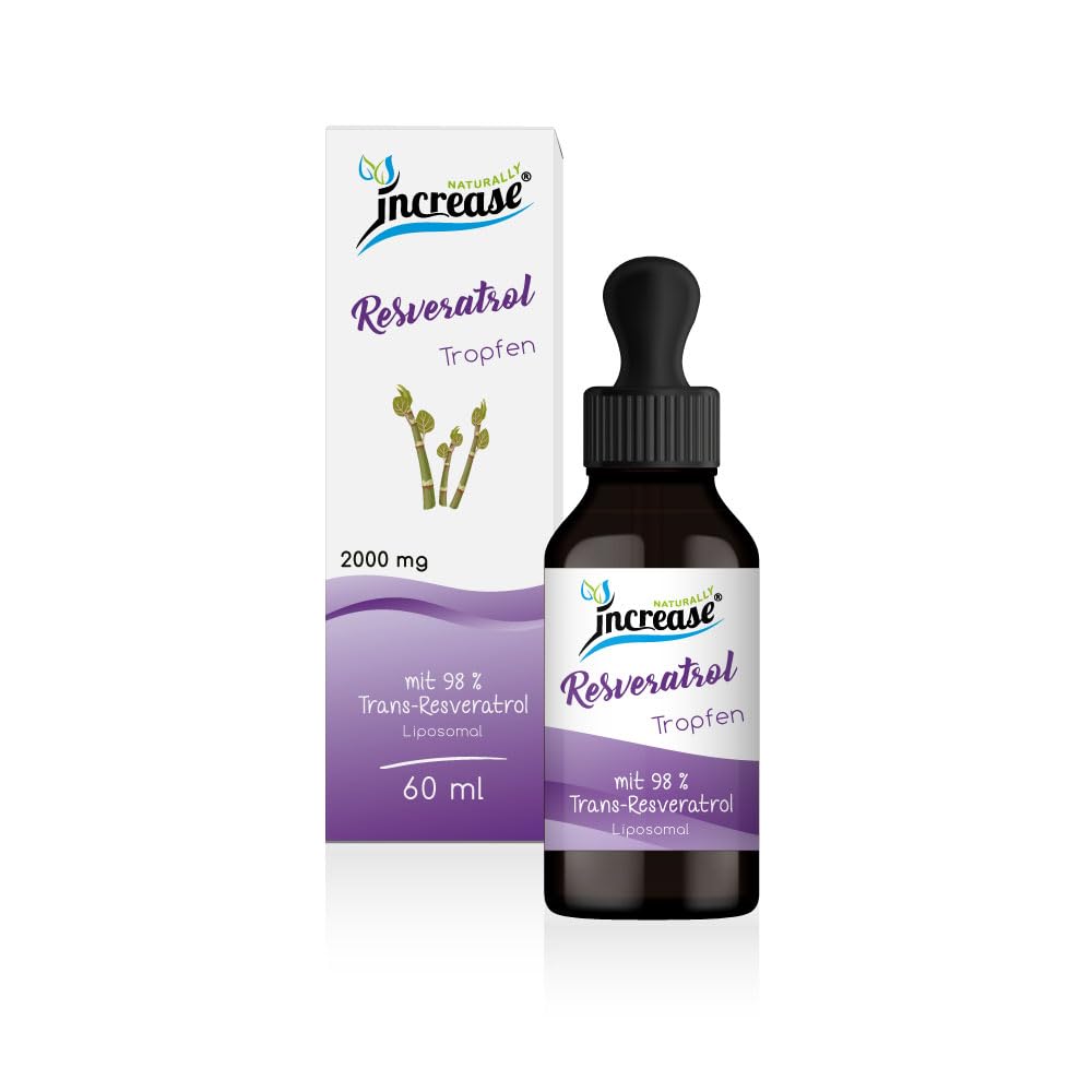 Liposomale Resveratrol Tropfen hochdosiert - (60.000mg pro Packung) 2000mg aus Japanischem Staudenknöterich pro Tagesdosis davon 1960 mg Trans-Resveratrol (98%) -MCT Öl -Hohe Bioverfügbarkeit