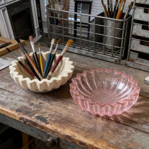 2PCS Flower Bowl Resin Mold 5\'\'& 6\'\',Acxydm Unique Lace Bowl Silicone Mold,3D Container Storage Mold for Jewelry Candle Holder, Tray Silicone Molds for Succulent Pot Makeup Organizer - Thumbnail 7