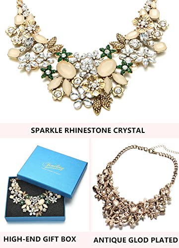 Womens Statement Necklaces Flower Chunky Necklace Floral Bib Necklaces3