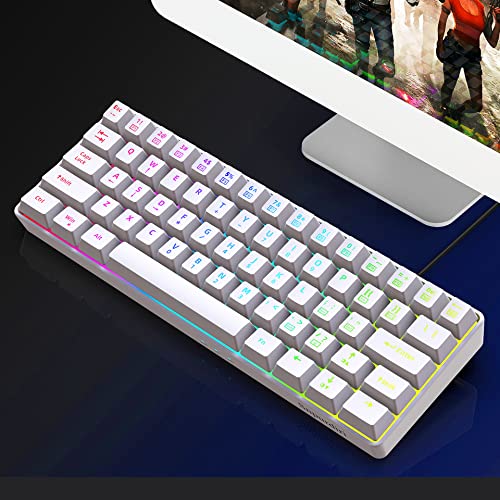 Snpurdiri 60% Gaming Keyboard,Rgb Compact Small Wired Office Membrane Keyboard For Windows Laptop Pc Mac - White #TOP6