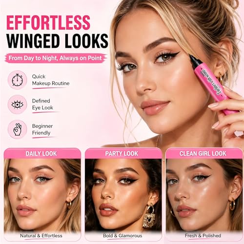 Winged Eyeliner Stamp Pen, delineador líquido resistente al agua miniatura 3