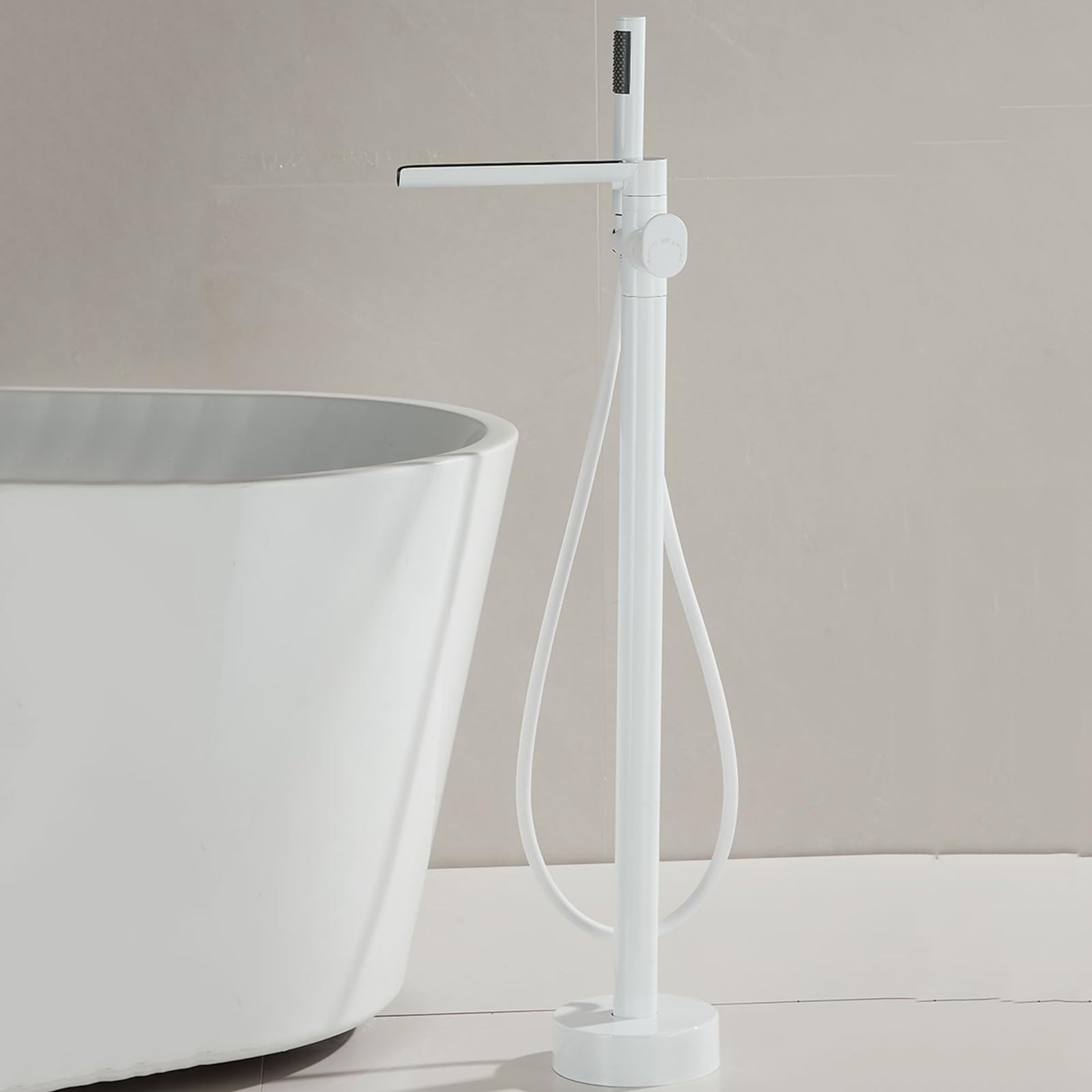 BiaoTeng Grifo de Bañera Exenta con Ducha Mano Blanco Laton