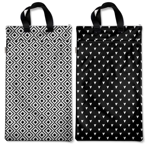 Image of Mama Koala Reusable Hanging Wet Dry Bags for Baby Items, Cloth Diapers, Swimsuits, Travel, Gym Clothes, Beach, Pump Parts, Toiletries, Two Zippered Pockets, 2 Pack (W007L)