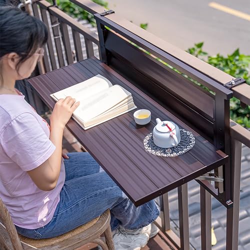 Mesa colgante plegable para balcón al aire libre, bar, pequeña mesa auxiliar para balcón, alféizar de la ventana, mesa de café, mesa de cubierta para terraza, jardín, porche, ahorro de espacio y