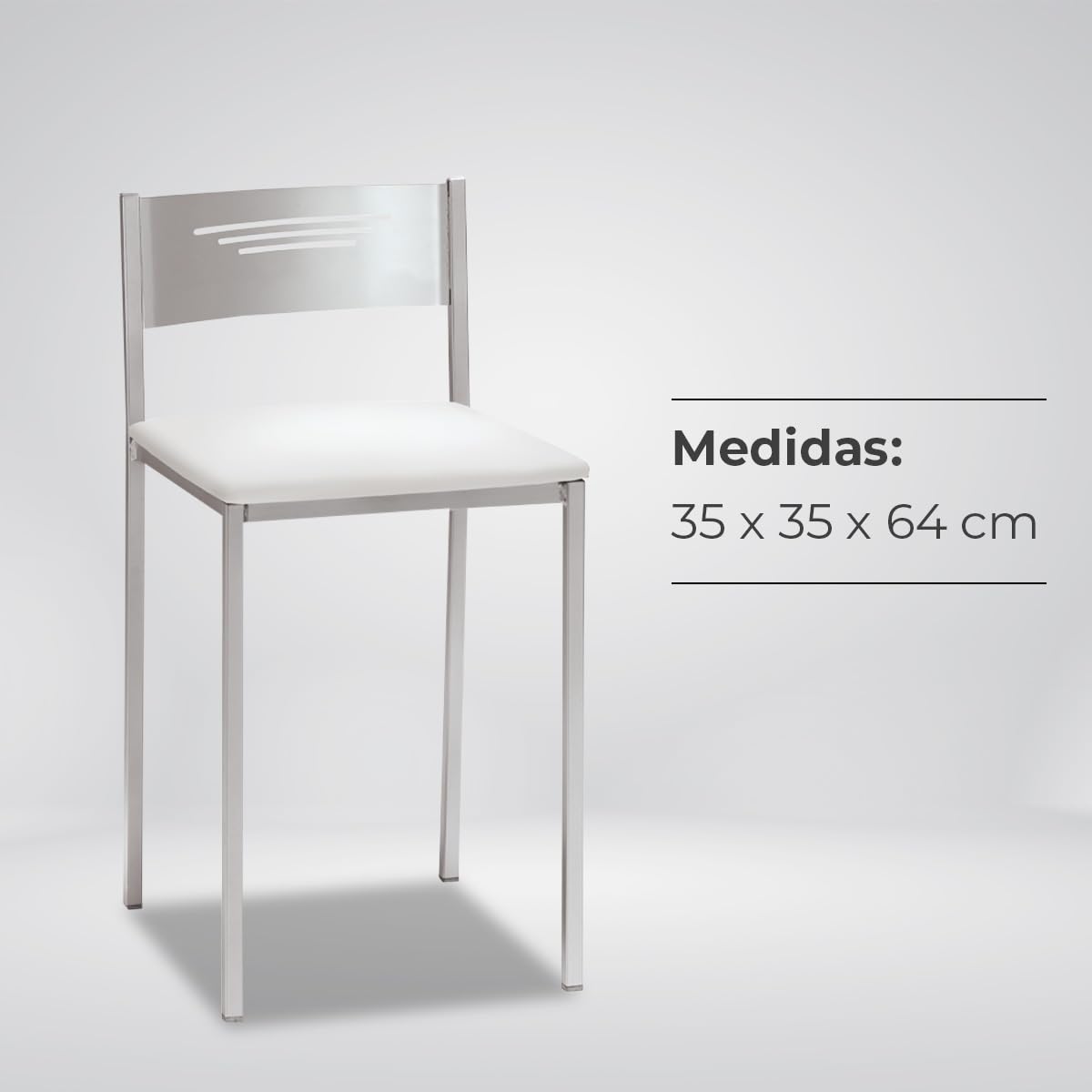 ASTIMESA Dos Taburetes de Cocina con Respaldo Polipiel Blanco, Altura de Asiento 45 cms. (TABCRBL)
