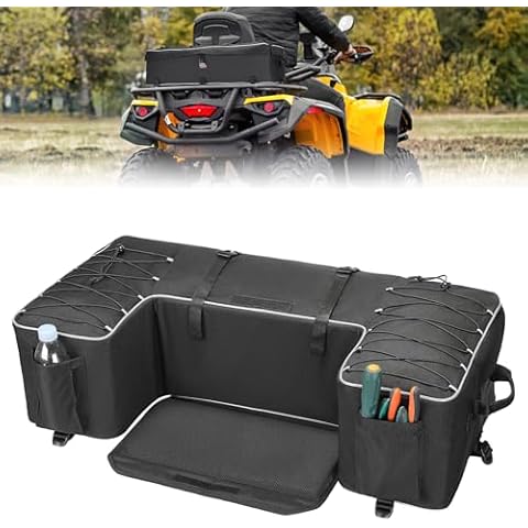 KEMIMOTO Upgrade ATV Storage Bag Rear Seat Gear Bag Four Wheeler Cargo Bag Thickened Cushion Back Seat for Passenger Compatible with Sportsman 450 500 570 Scrambler TRX FourTrax Outlander 570 Suzuki Cover
