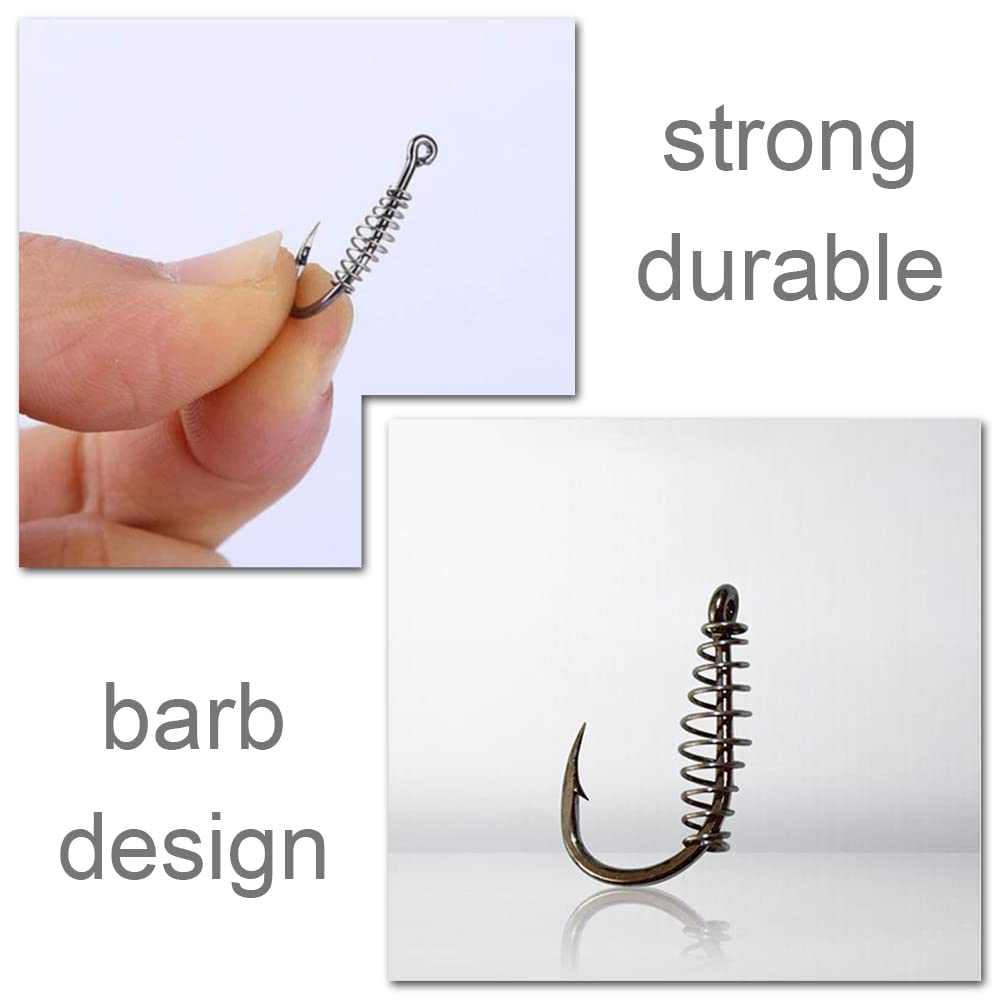 woojfcang 30 Pcs Twist Lock Fishing Hooks Carbon Steel Spring Fishing Hooks Barbed Swivel Fishing Hooks for Saltwater Freshwater Eyed Sea Fish Hooks Carp Fishing Tackle Carp Circle Hooks,Accessories - Image 3
