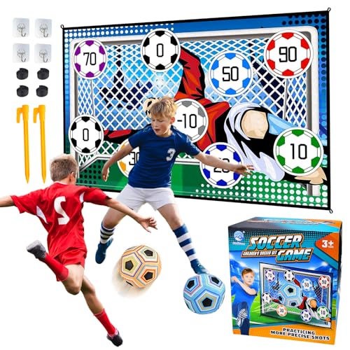 Set da Gioco con Pallone da Calcio per Bambini di 3 4 5 6 7 8 Anni, Porta da Calcios in Cortile per Interni ed Esterni con Palline, Calcios Bambini Regalo di Compleanno per Ragazzi e Ragazze.