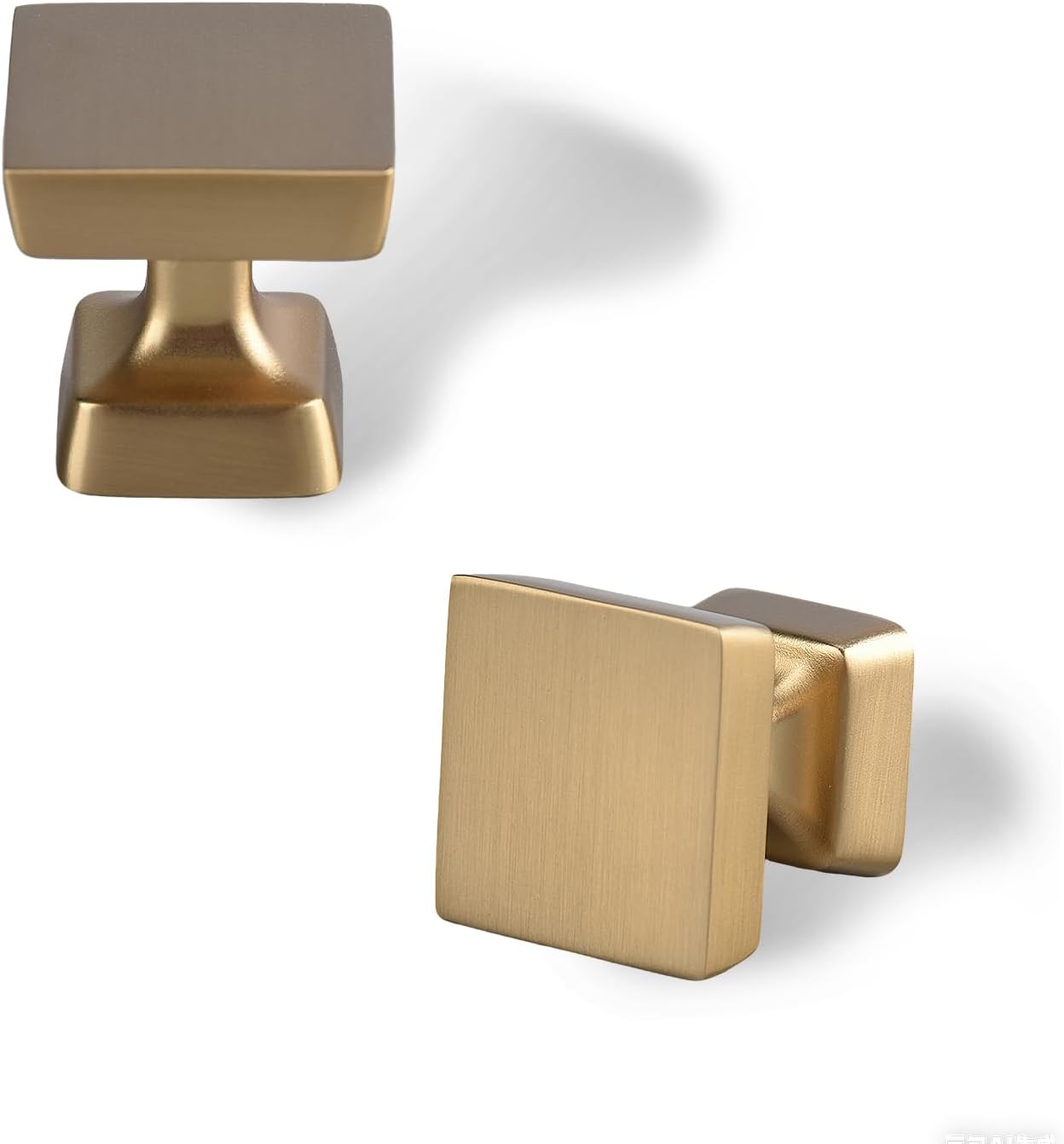 10 Pack Square Champagne Bronze Cabinet Knobs, 1-1/8 Inch Kitchen Cupboard Pulls, Single Hole Furniture Hardware, Zinc Alloy Handle for Bathroom Dresser, Wardrobe Drawer Knob