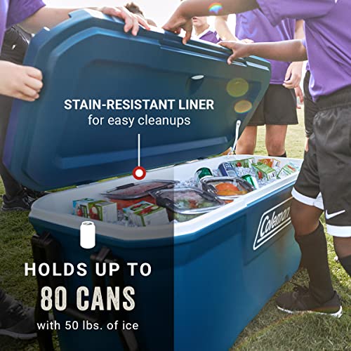Image of Coleman Classic Series Insulated Portable Wheeled Cooler, Leak-Resistant Outdoor Hard Cooler Keeps Ice up to 5 Days, 62qt /65qt /100qt Options