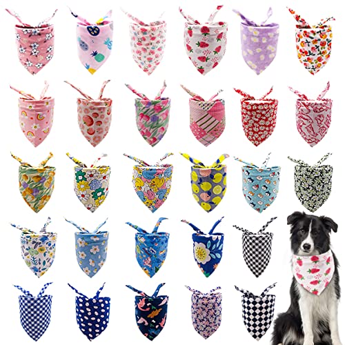 JpGdn 50PCS Large Dog Bandanas Large Breed XL Bulk for Extra Large Dog Kerchief Triangle Head Scarves Scarfs Random Pattern Selvedge Sewing Stitching Edge Hemming Stitch Seam for Grooming Accessories