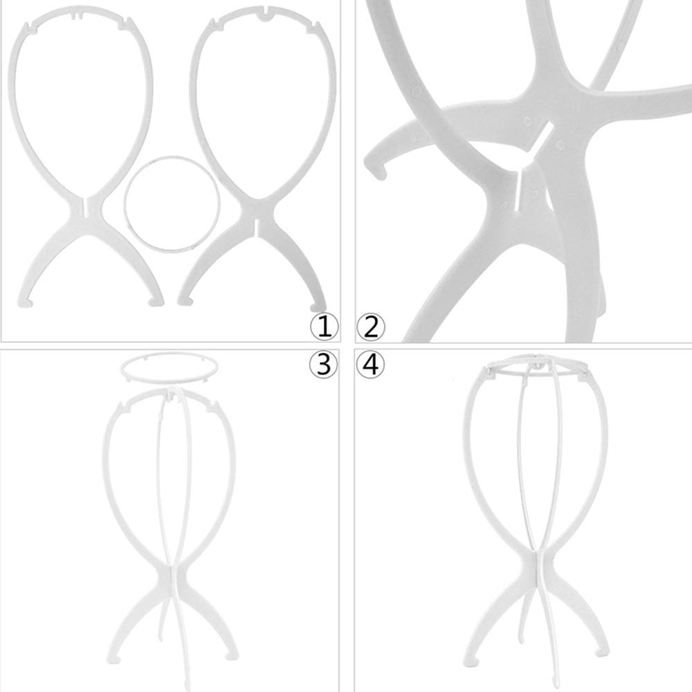Wig Stands, Stable Plastic Durable Wig Display Tool for All Wigs and Hats (White)