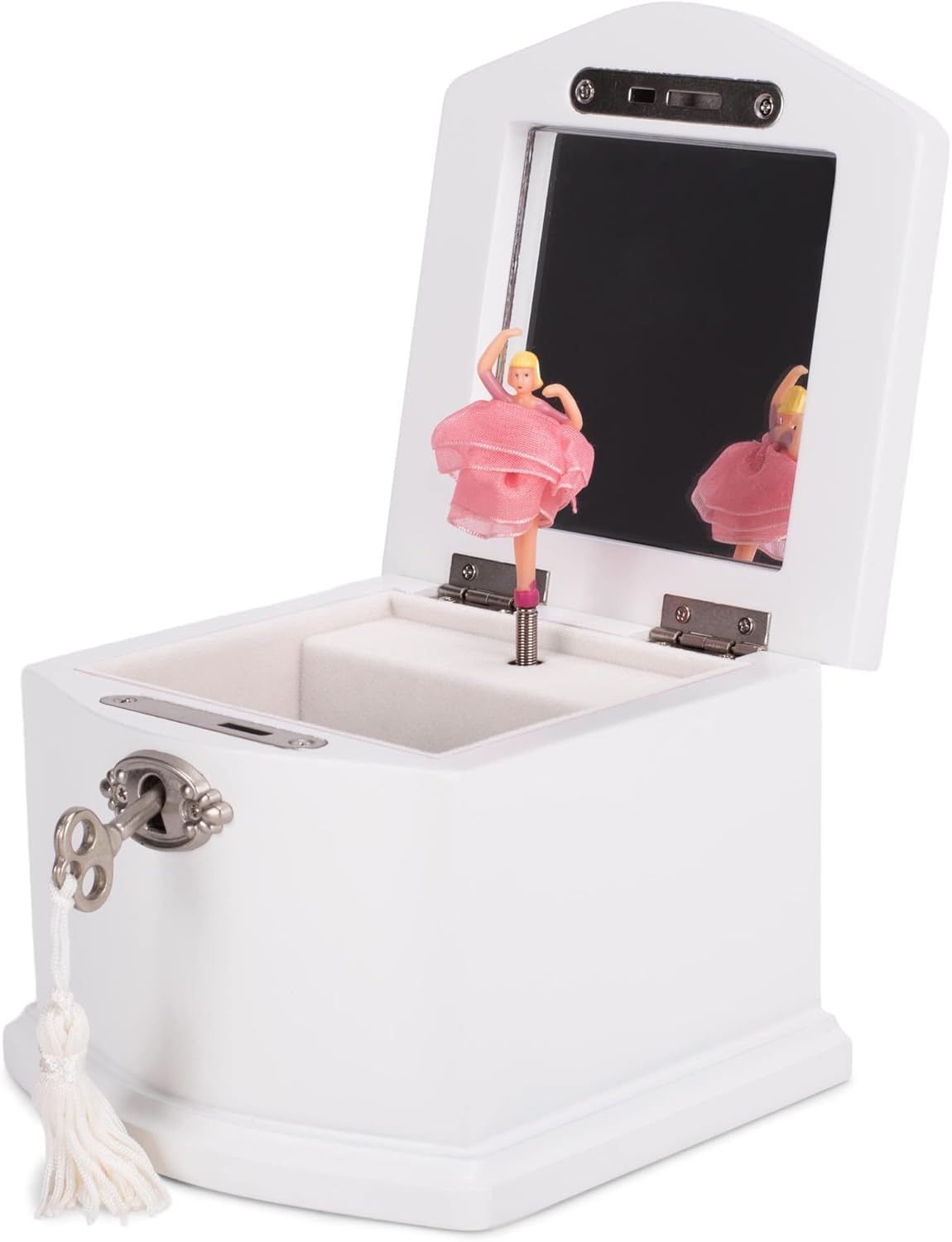 Cottage Garden Ballerina 5 inch Wood Musical Jewelry Box, White Velvet Interior, Plays Tune Dance of the Sugar Plum Fairy