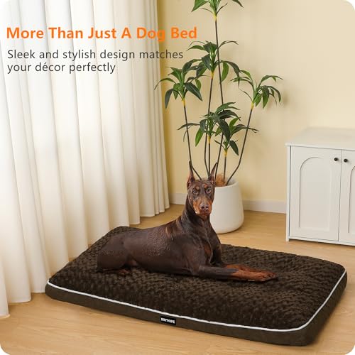 HMTOPE Orthopädisches Hundebett, Hundematte im Doppelstock-Design, Waschbar Hundekissen, Abnehmbar Hundekorb, 120 cm für Große Hunde, Braun