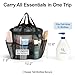 F-color Mesh Shower Caddy Portable with Drawstring, S Hook - 8 Deeper Pockets 2 Handles College Dorm Room Essentials for Girls Guys, Shower Bag Hanging for Camping Gym Travel Toiletry Bathroom, Black