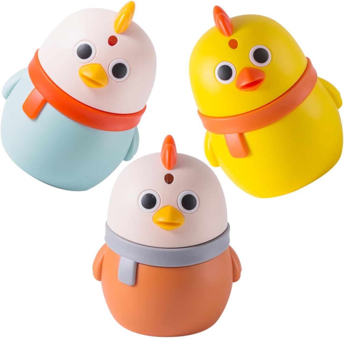 GLEAVI 3pcs Press-type Toothpick Holder with Lid Cute Chick Design Desktop Toothpick Dispenser for Kitchen and Dining Table Use