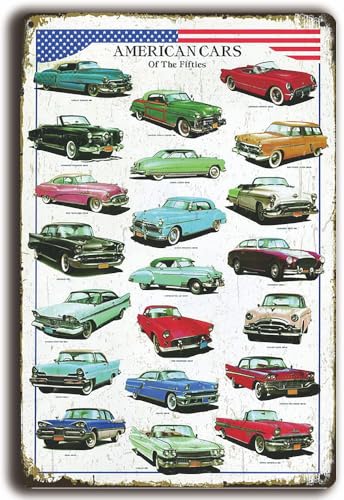 LUCKYLINDE – Historisches Retro Vintage Blechschild passend für USA Amerika Oldtimer, 30 x 20 cm (Autos der 50er Jahre)