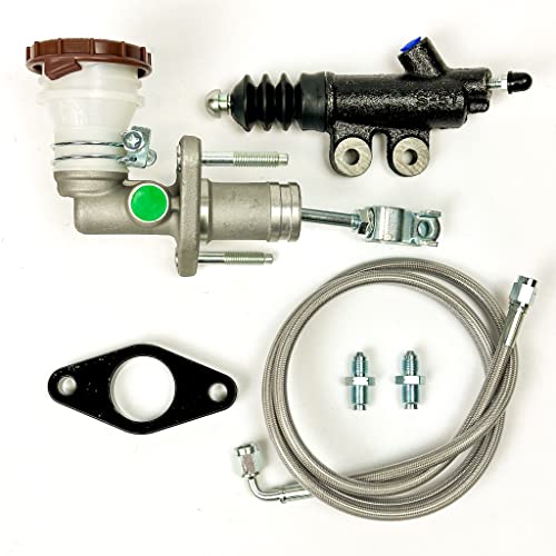 CMC Kit Compatible with Honda Civic EK 1996-2000 Clutch Master Cylinder Kit S2000 CMC Conversion Exedy Slave Cylinder Stainless Steel Clutch Line B Series D Series 1996 1997 1998 1999 2000 (Silver)
