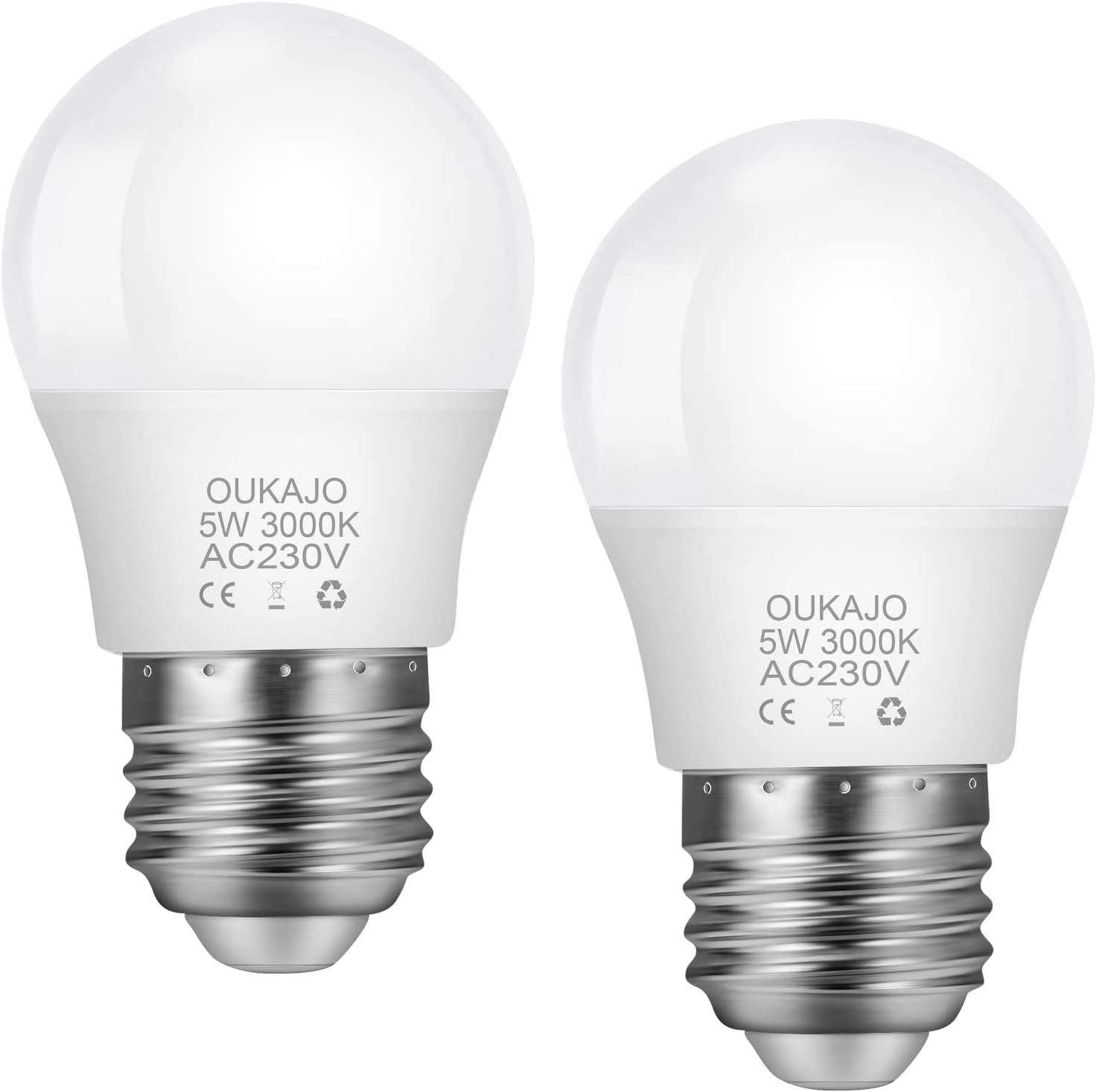 E27 Screw Led Bulb,Light Bulbs 5W,40W Incandescent Bulb Equivalent,3000K Warm White,CRI>80,Non Flicker,Non Dimmable,Pack of 2