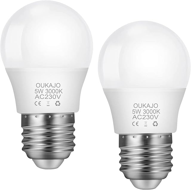 E27 Screw Led Bulb,5W,40W Equivalent,3000K Warm White,CRI>80,Non Flicker,Non Dimmable,2 Pack
