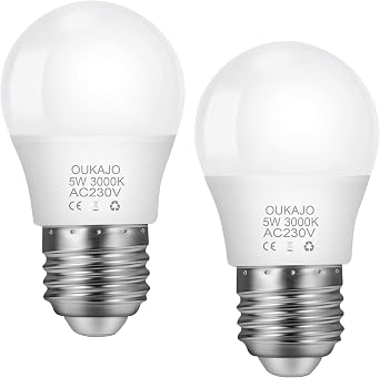 E27 Screw Led Bulb,Light Bulbs 5W,40W Incandescent Bulb Equivalent,3000K Warm White,CRI>80,Non Flicker,Non Dimmable,Pack of 2 2, Warm White [Energy Class F]