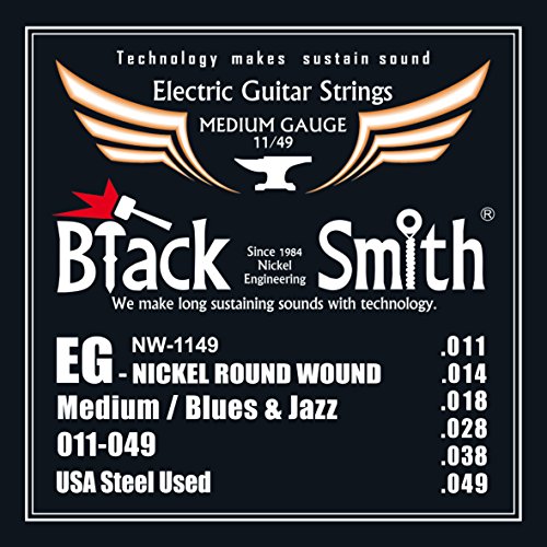 Black Smith 11-49 Jeu de cordes pour Guitare électrique - Les Beatles, Paul McCartney, John Lennon, RIngo Starr, George Harrison Black Smith 11-49 Jeu de cordes pour Guitare électrique