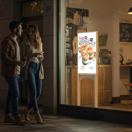 Image of 32 Inch Shop Window Facing Digital Signage Display, 3000 Nits Android 14 Advertising Display Kiosk with Auto Brightness Sensor, CMS Control, Heat-Resistant LCD Panel, WiFi /USB /HDMI