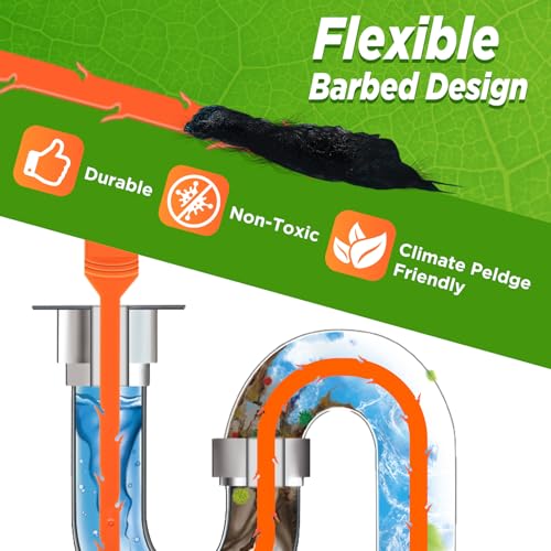 Image of Forlivese 4 Pack 25 Inch Drain Snake,Drain Clog Remover,Sink Snake for Sewer Kitchen Sink Bathroom Tub Toilet Clogged Drains Relief Cleaning Tool