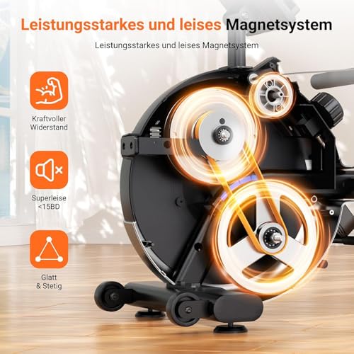 Image of Rowing Machine with 160 KG Maximum Load Capacity, Magnetic Rower Featuring 16 Levels of Resistance and LCD Monitor