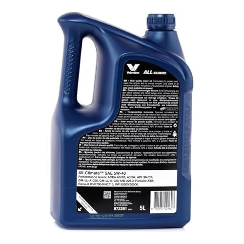 Valvoline Motoröl 5W-40 All-Climate Motor Öl ACEA A3/B4 API SN API CF 5L