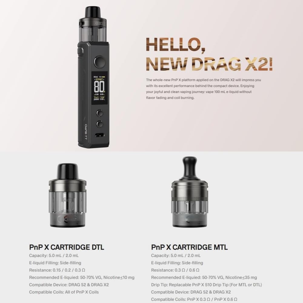 elfbar nachfüll pod läuft aus VOOPOO Drag X2 80W Kit (Battery: External 18650 battery (Not included) –  Vape World Emporium main image 0